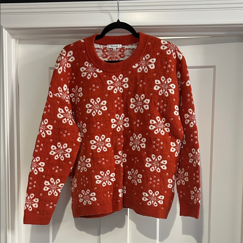 Madewell Women's Red Snowflake Sweater